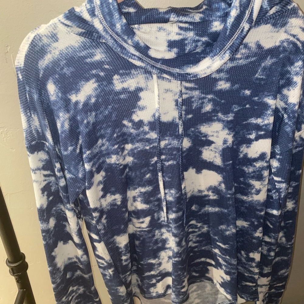 Tie dyed blue and white hoody